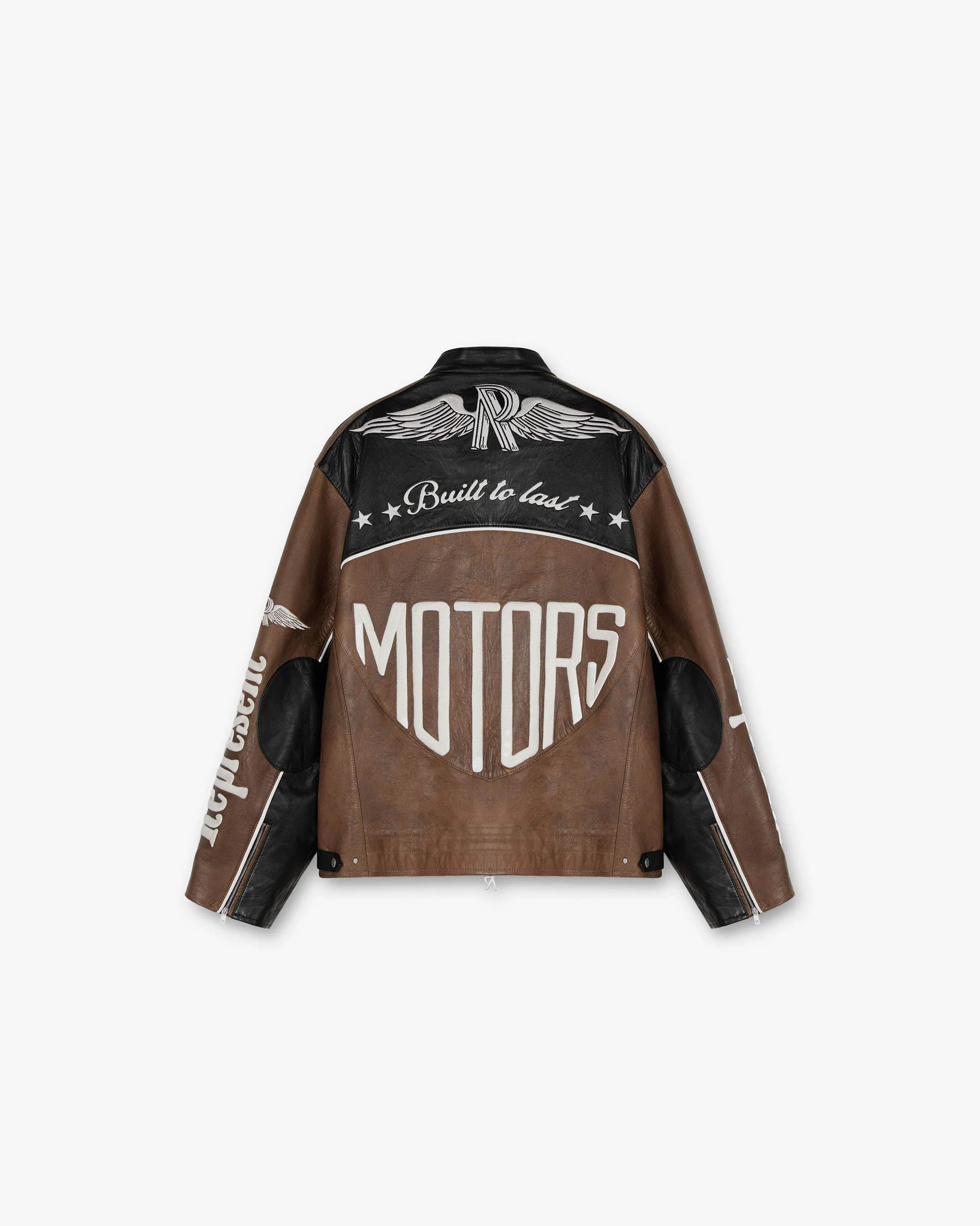 Leather Motor Jacket - Vintage Brown Black