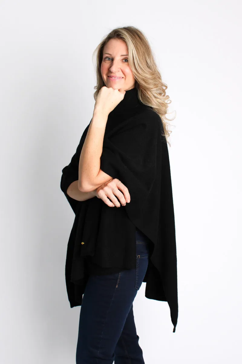 Lemonwood Cashmere Turtleneck Poncho | Black   Brown