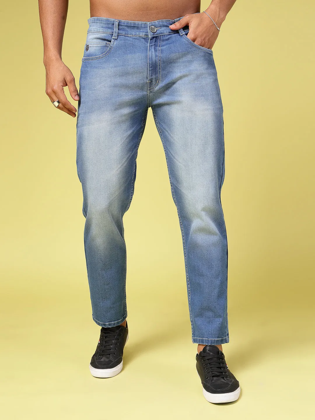 Lightly Faded Tapered Jeans