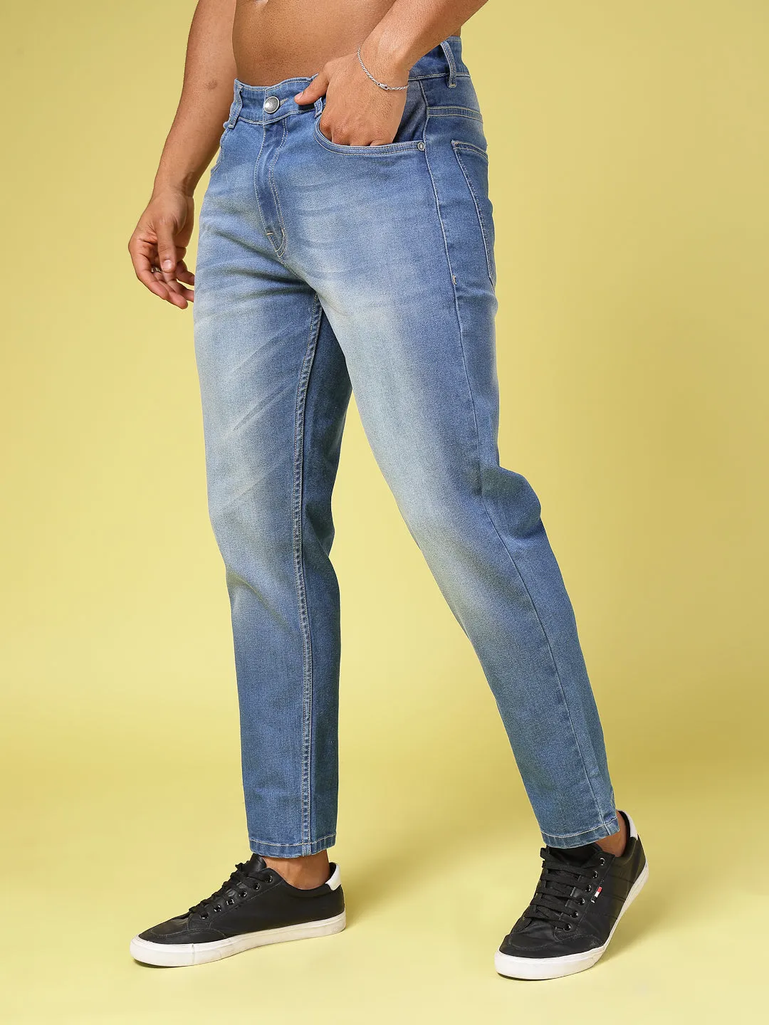 Lightly Faded Tapered Jeans