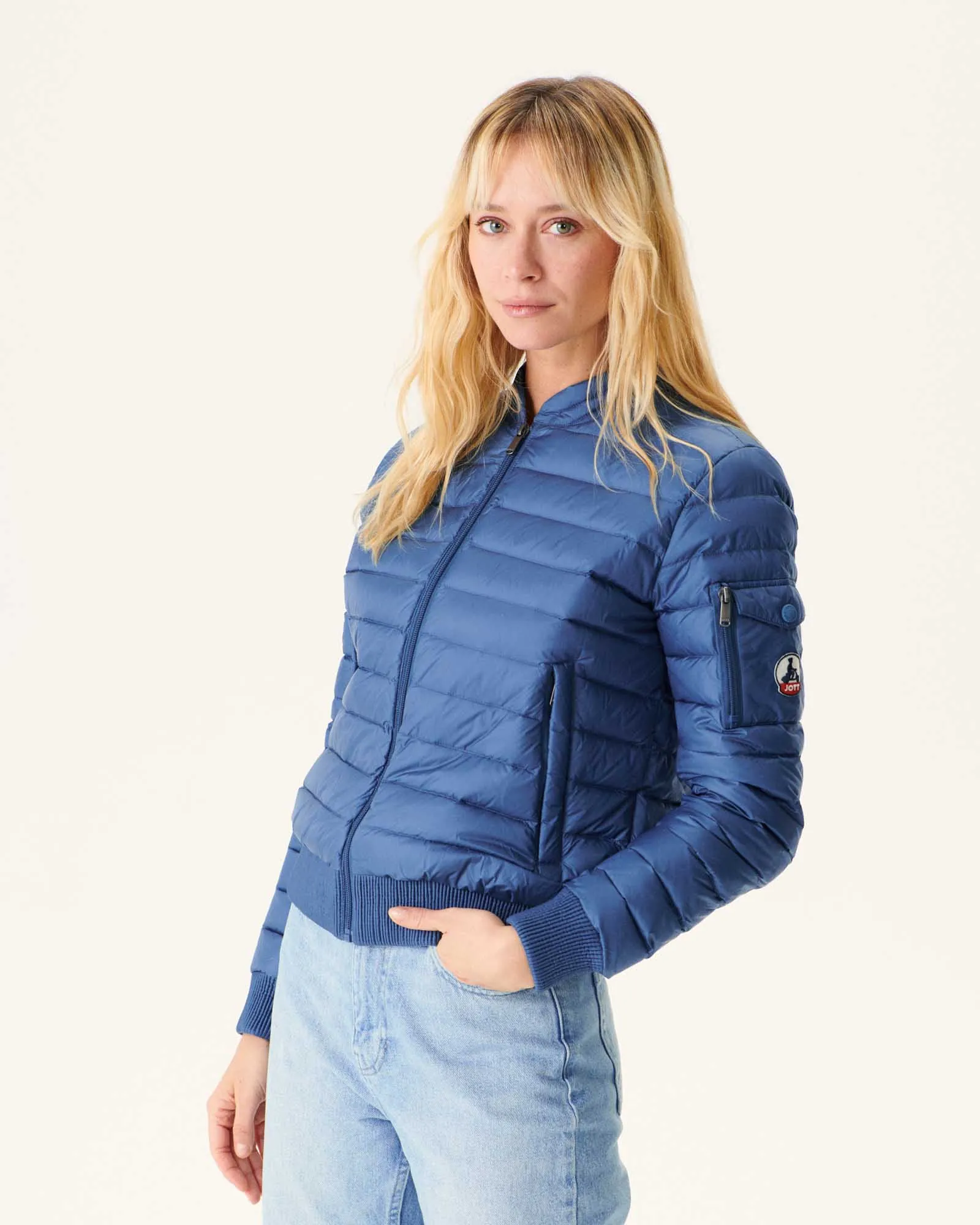 Lightweight down jacket Blue jeans Emmy