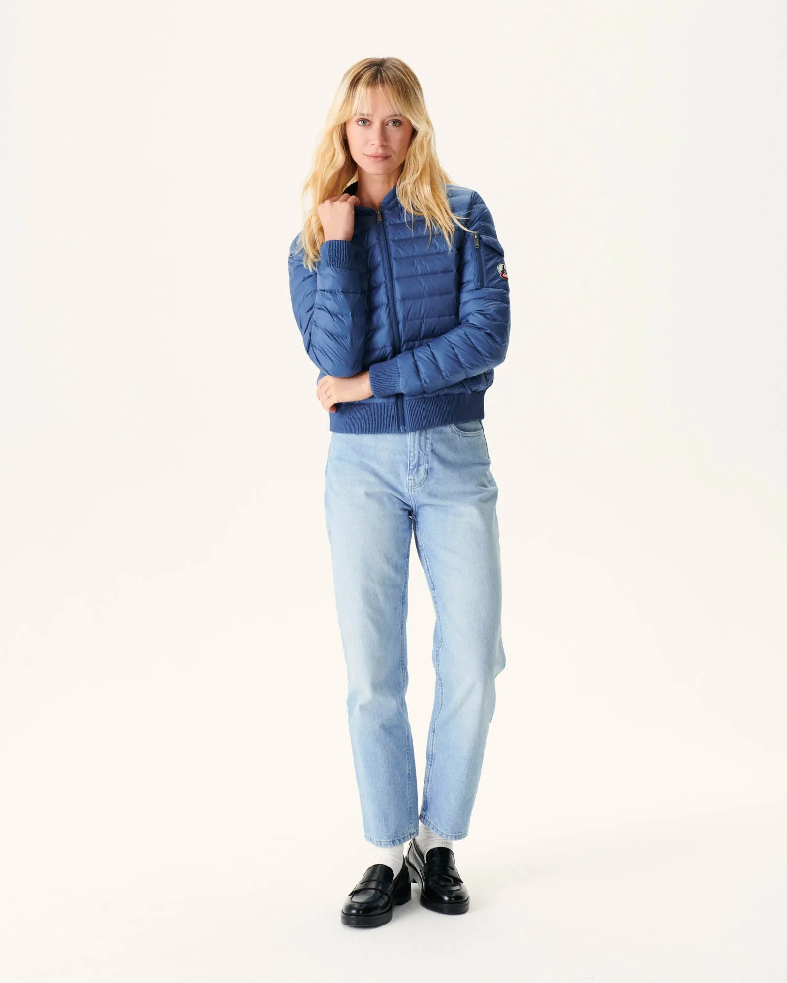 Lightweight down jacket Blue jeans Emmy