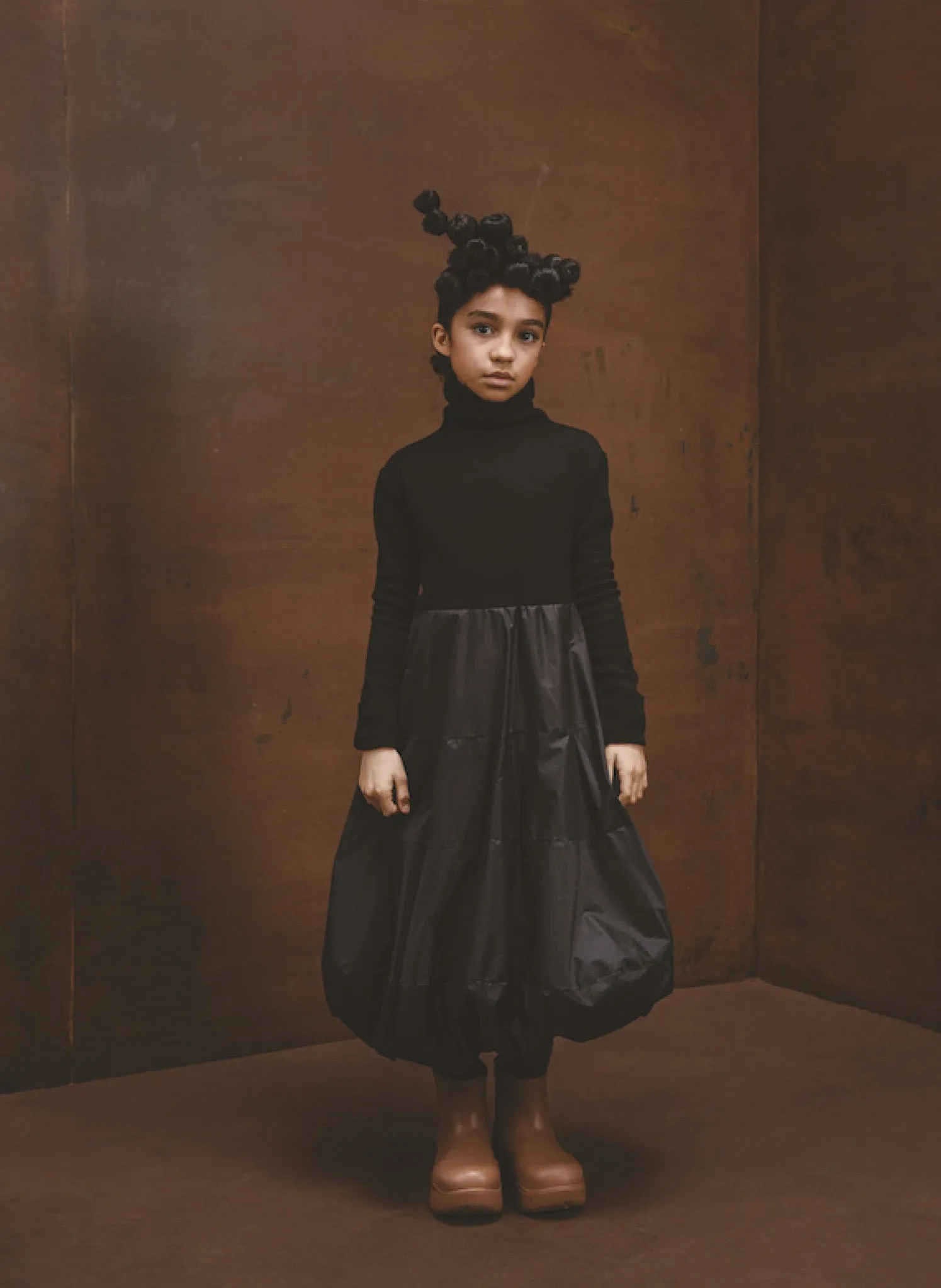 Little Creative Factory Black Balloon Turtleneck Dress