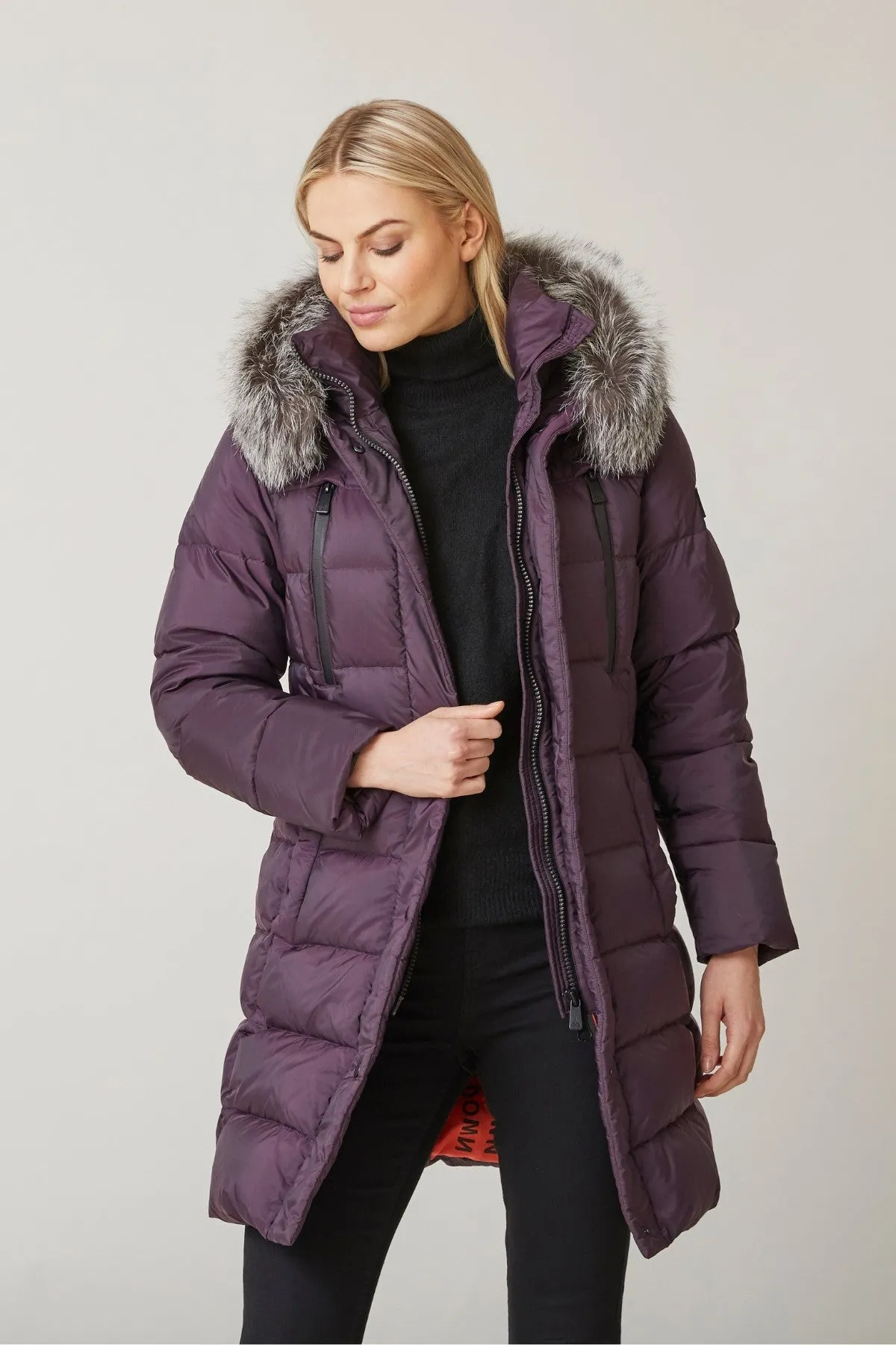 MADELEINE Down Coat with Silver Fox Fur Hood 2256