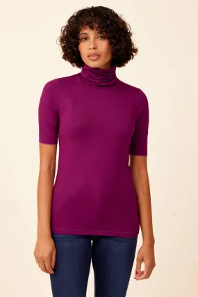 Majestic Elbow Sleeve Turtleneck in Prune