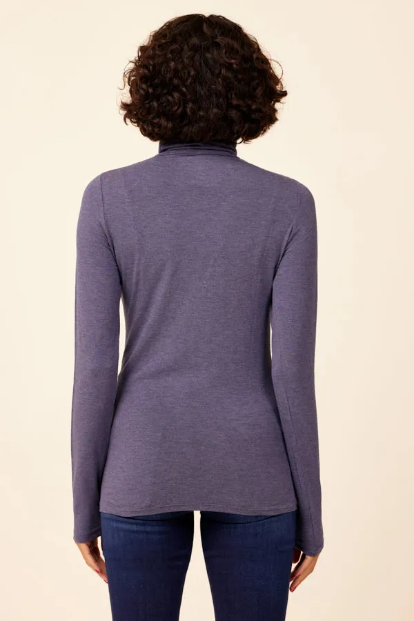 Majestic Soft Touch Long Sleeve Turtleneck in Denim Chine