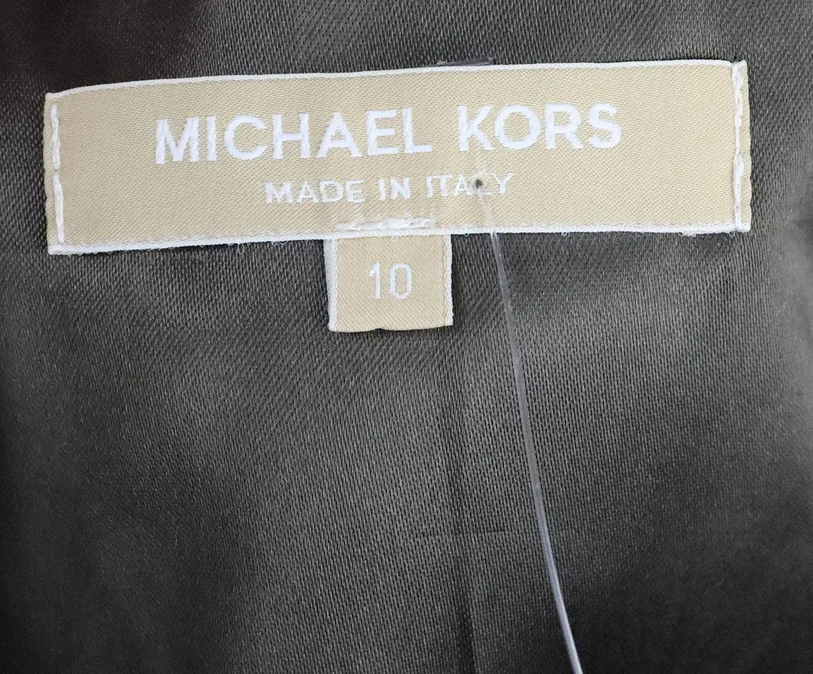 Michael Kors Brown Cotton & Faux Leather Jacket sz 10