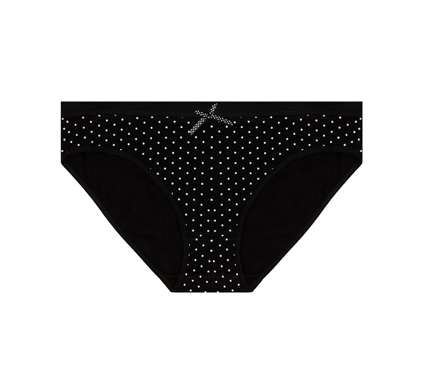 Nabtos Women's Cotton Underwear Bikini Polka Dot Black Panties (Pack of 6)