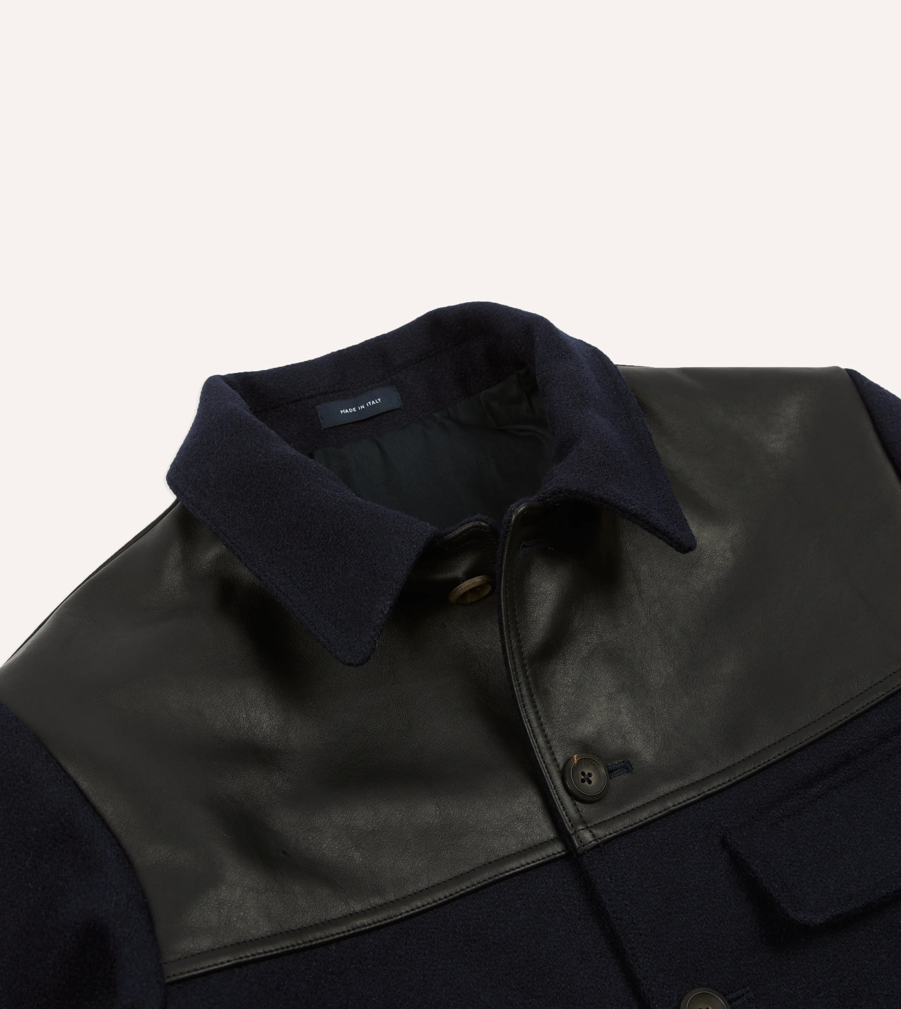 Navy Wool and Leather Donkey Chore Jacket