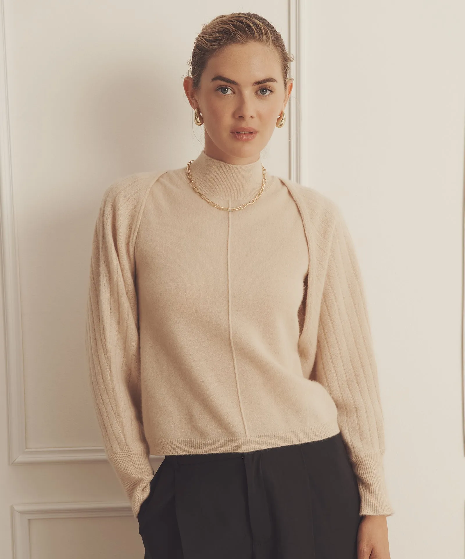 Novelty Cashmere Reversible Two Piece Turtleneck Set