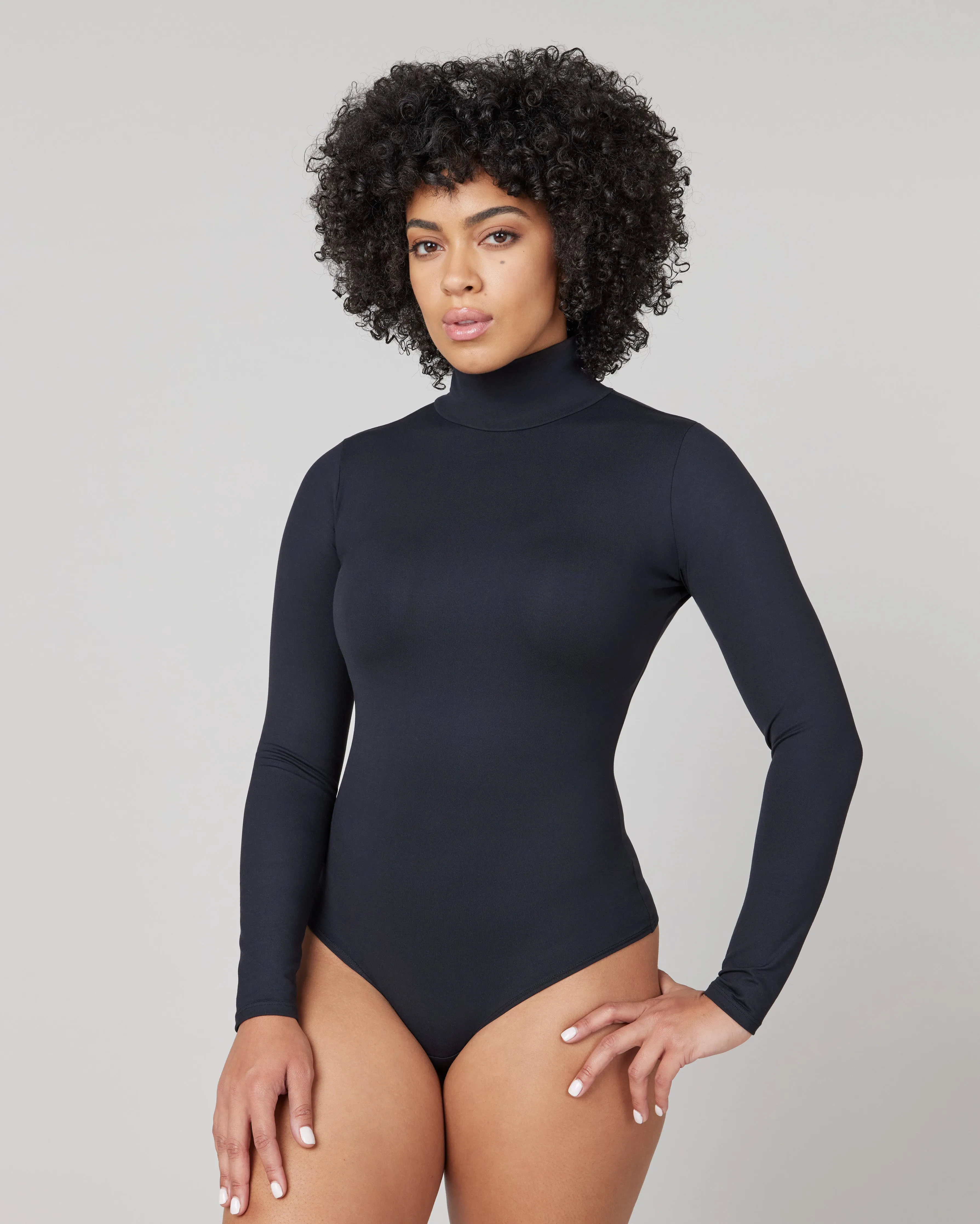 Suit Yourself Long Sleeve Turtleneck Thong Bodysuit