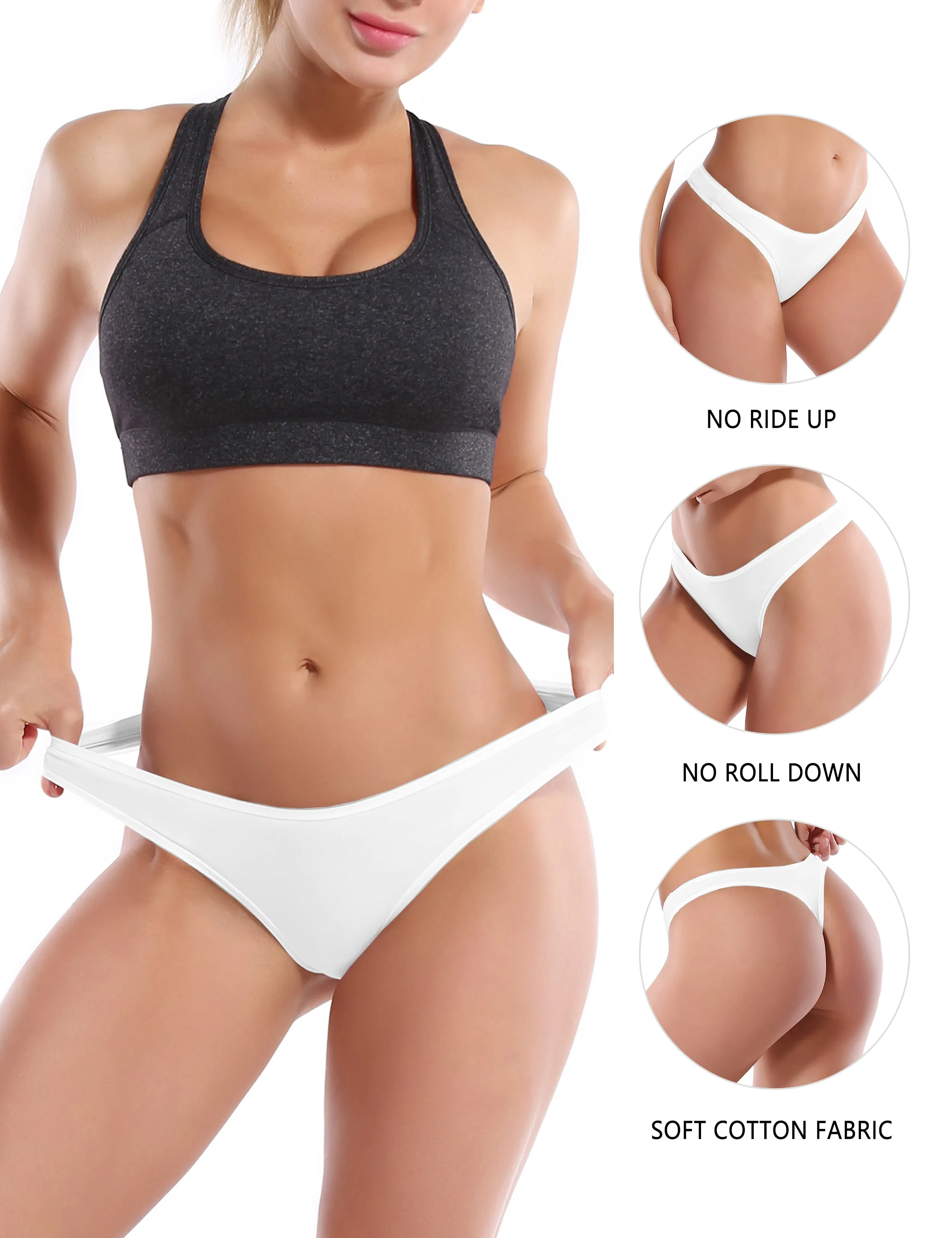 Super Soft Modal Sports Thongs underwear white_yogastudio