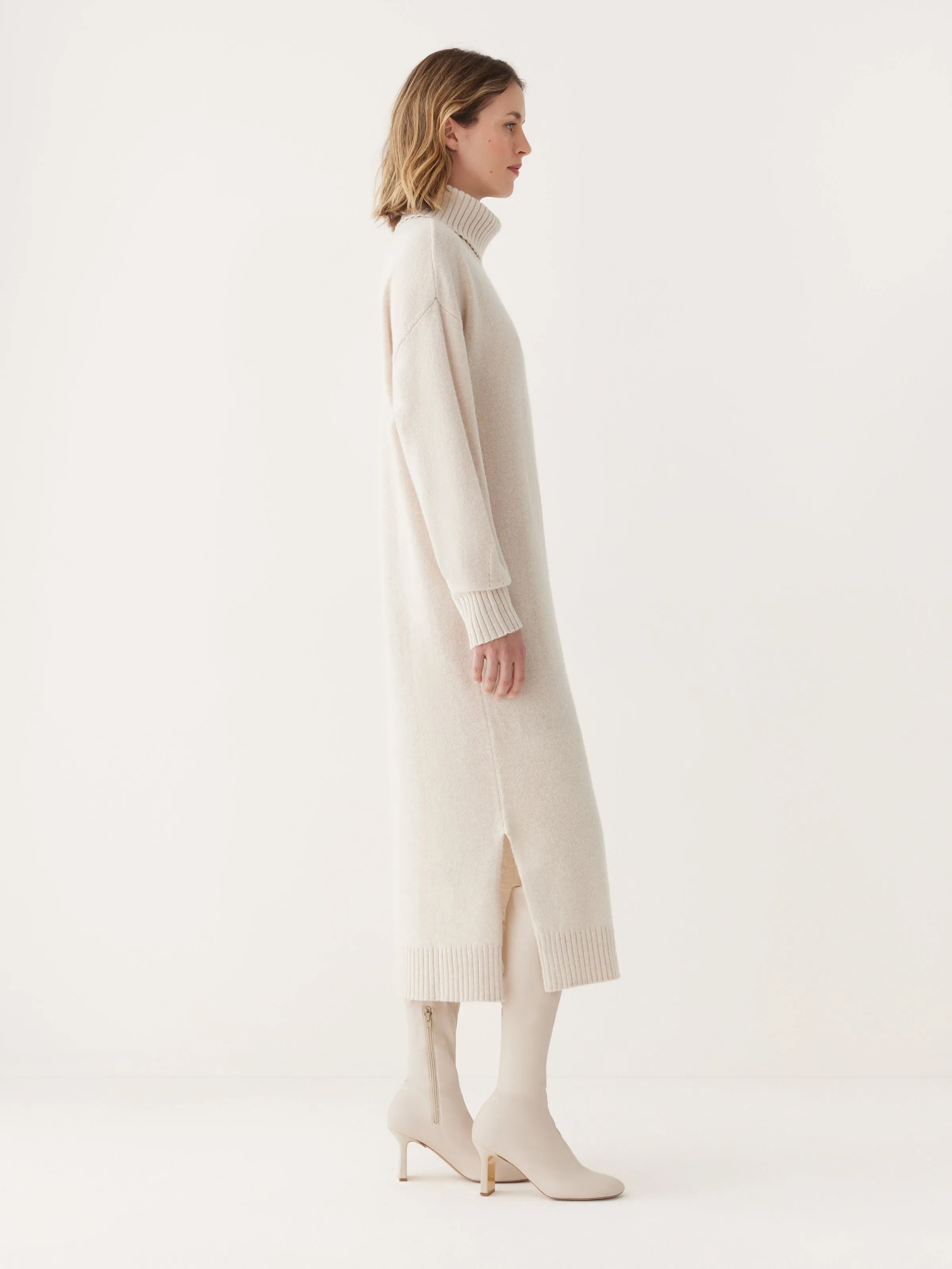 The Turtleneck Sweater Dress in Cream