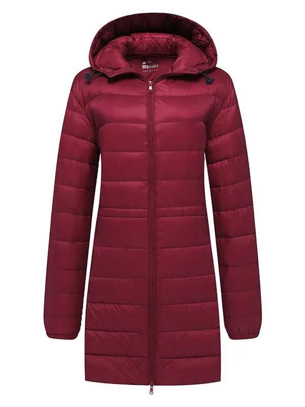 Women's Long Puffer Coat Lightweight Packable Down Jacket With Hood ThermoLite Long